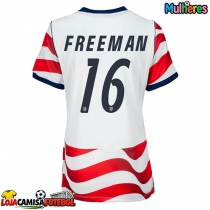 Camisa de Futebol Estados Unidos Alex Freeman #16 Equipamento Principal Mulheres Mundo 2026 Manga Curta